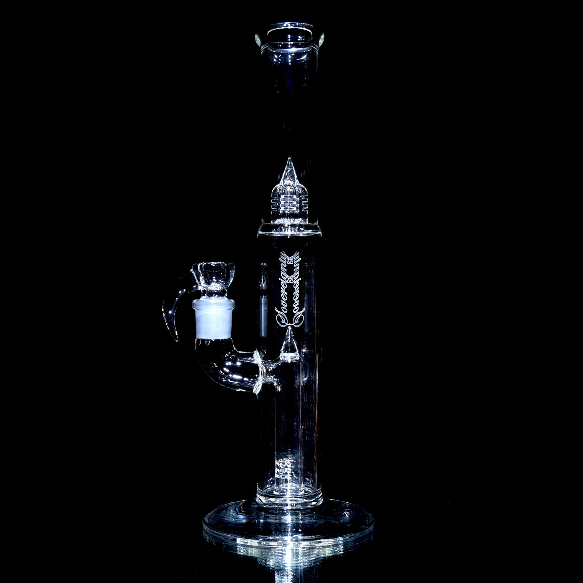 Pawn Fixed 180° Stem Perc Tube w/ 4-hole Slide - Clear - 18mm Male