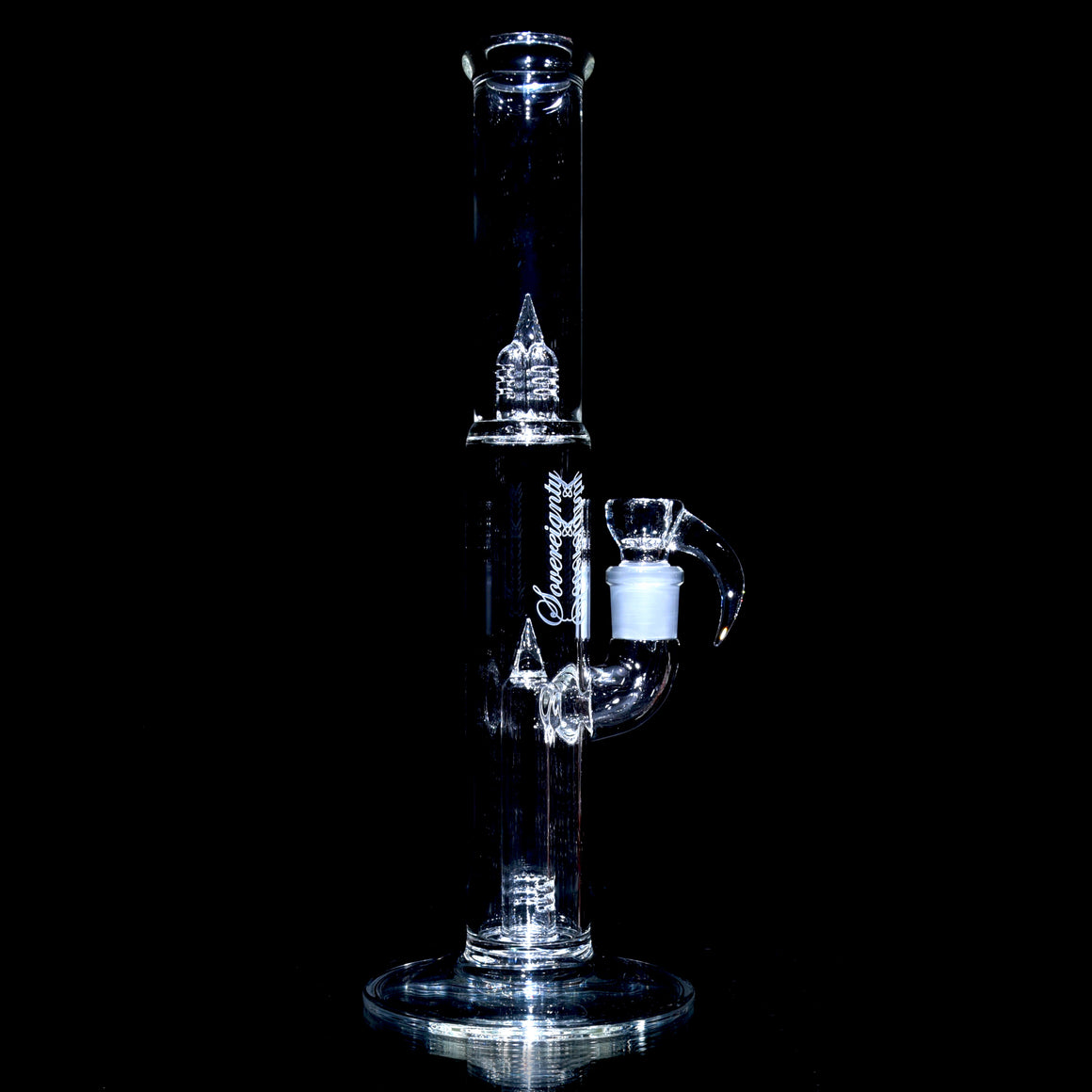 Pawn Fixed 180° Stem Perc Tube w/ 4-hole Slide - Clear - 18mm Male