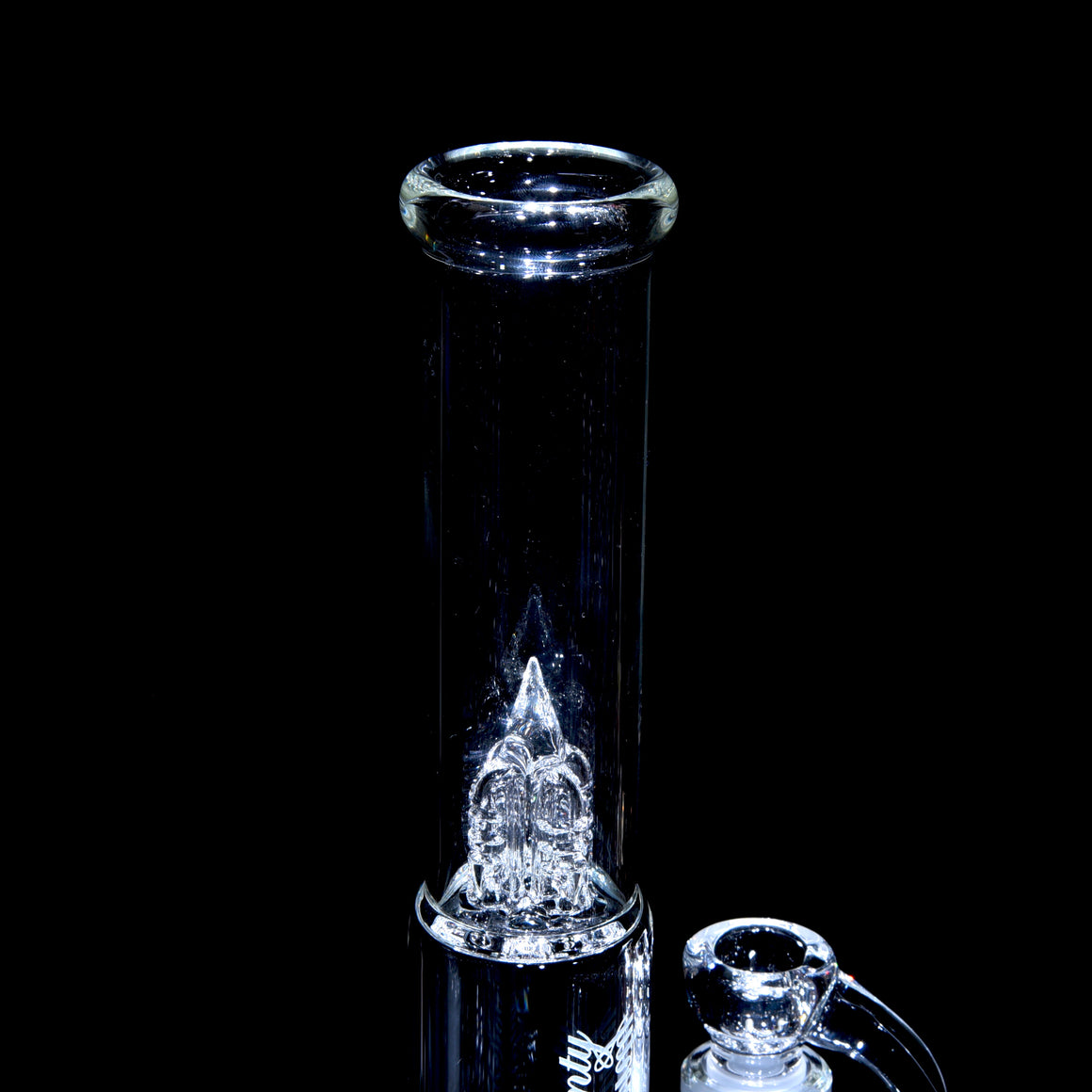 Pawn Fixed 180° Stem Perc Tube w/ 4-hole Slide - Clear - 18mm Male