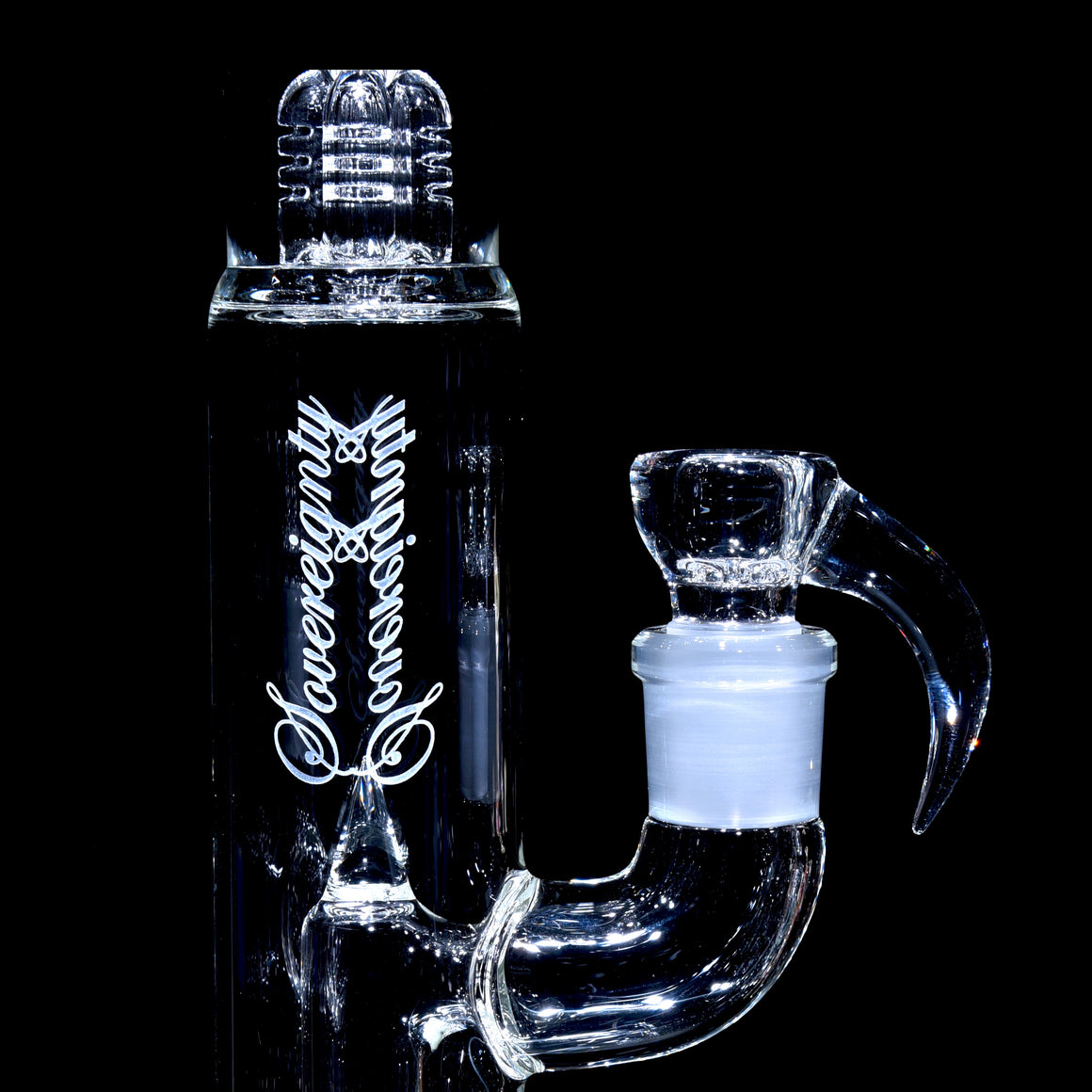 Pawn Fixed 180° Stem Perc Tube w/ 4-hole Slide - Clear - 18mm Male