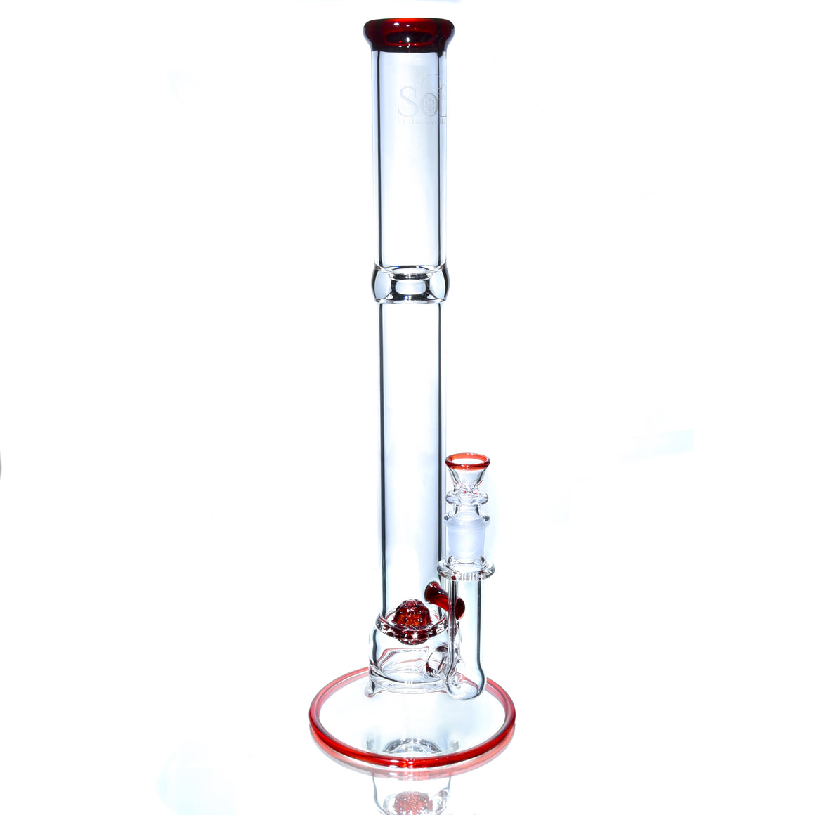 Accented SoL-45 Lace-Sphere Straight Tube - Pomegranate - 18mm Female