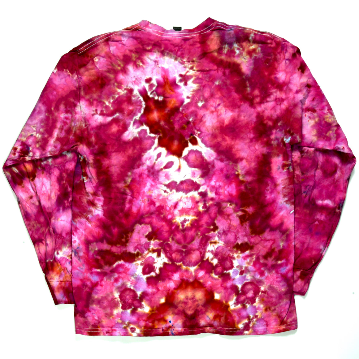 Large Tie Dye Long Sleeve Shirt - Pink w/ Rainbow Mandala