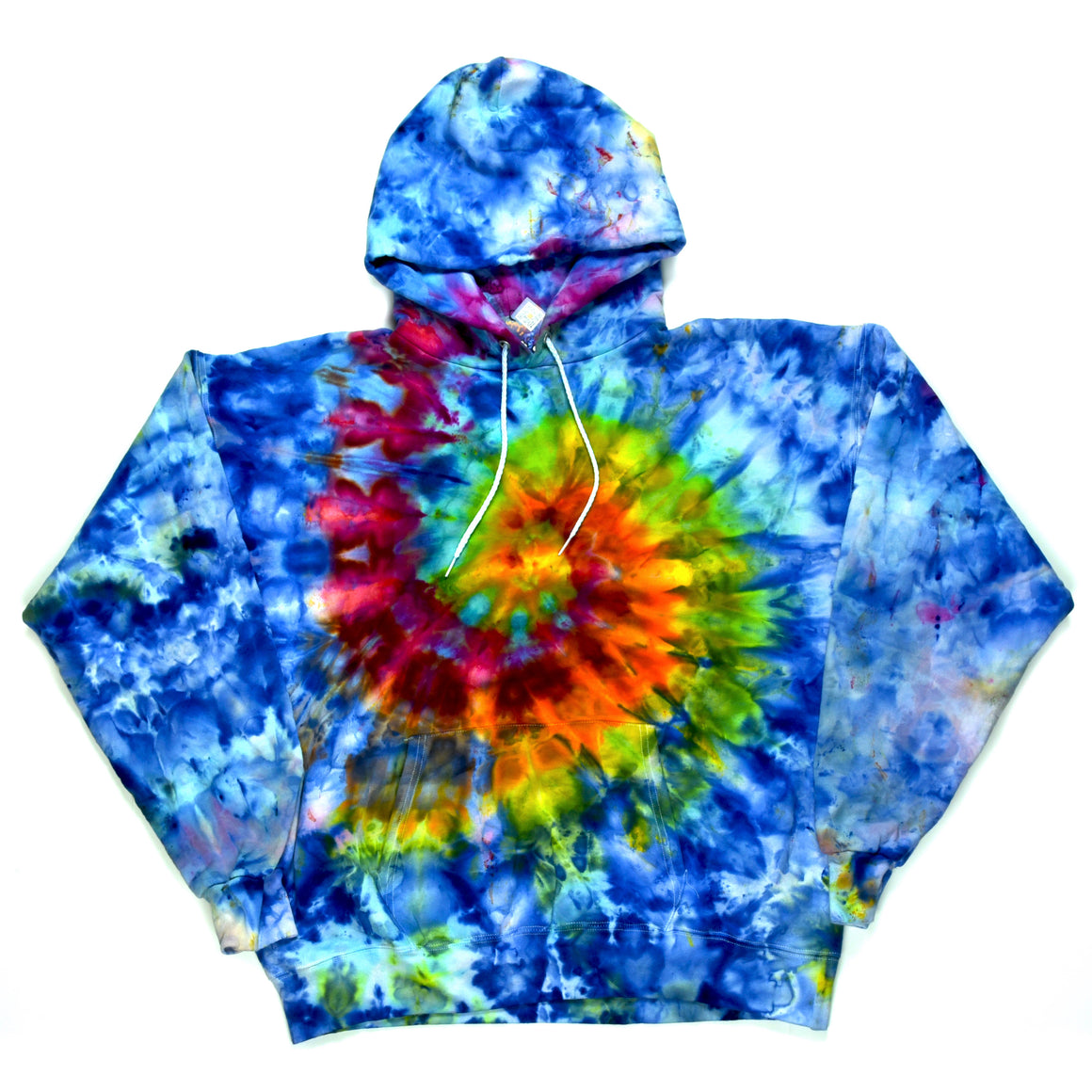Large Tie Dye Sweatshirt - Blue w/ Rainbow Swirl