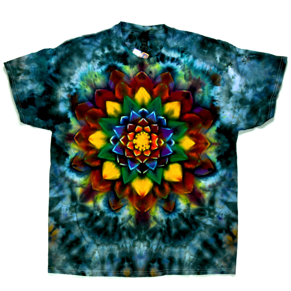 XL Tie Dye T-Shirt - Charcoal Rainbow Mandala