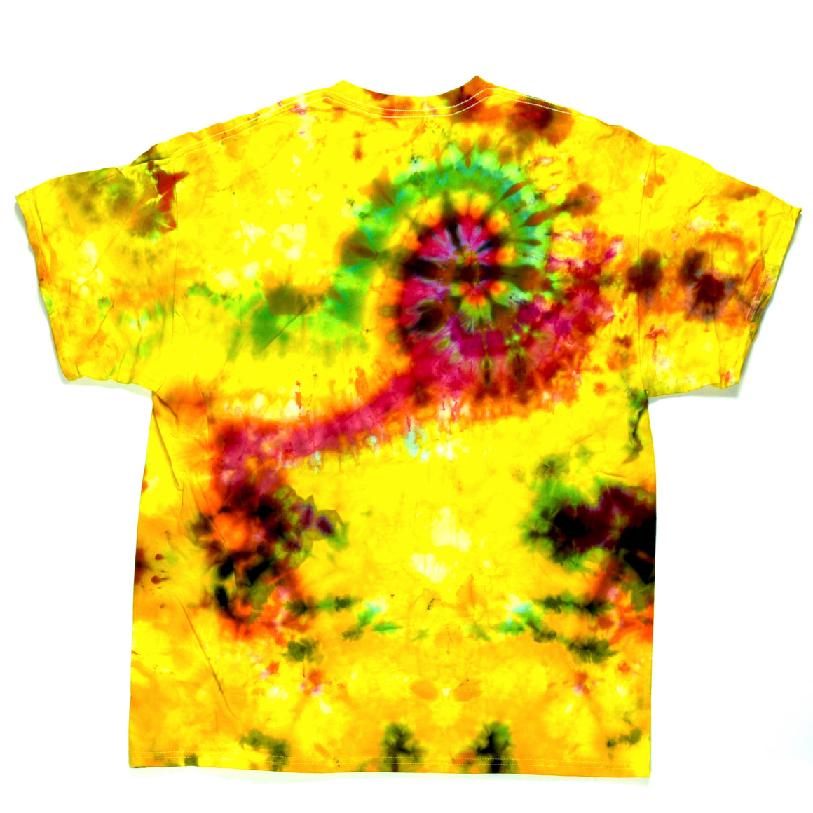 XL Tie Dye T-Shirt - Yellow Swirl/Rainbow Mandala