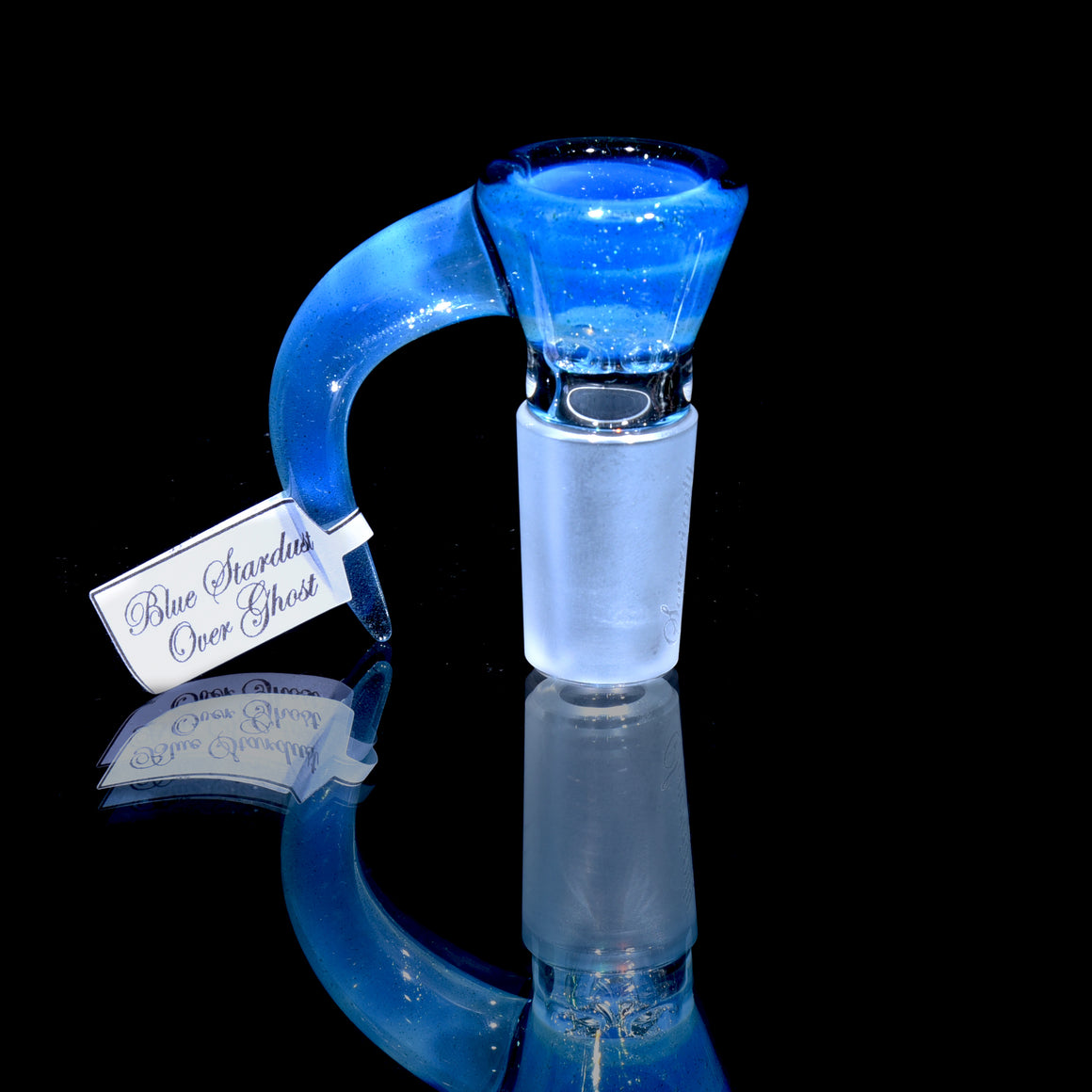 Fully-accented 4-hole Horned Slide - Ghost over Blue Stardust - 18mm Male