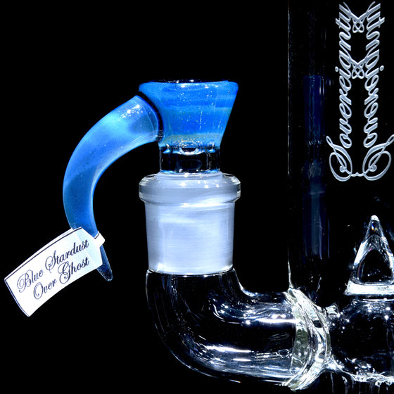 Fully-accented 4-hole Horned Slide - Ghost over Blue Stardust - 18mm Male