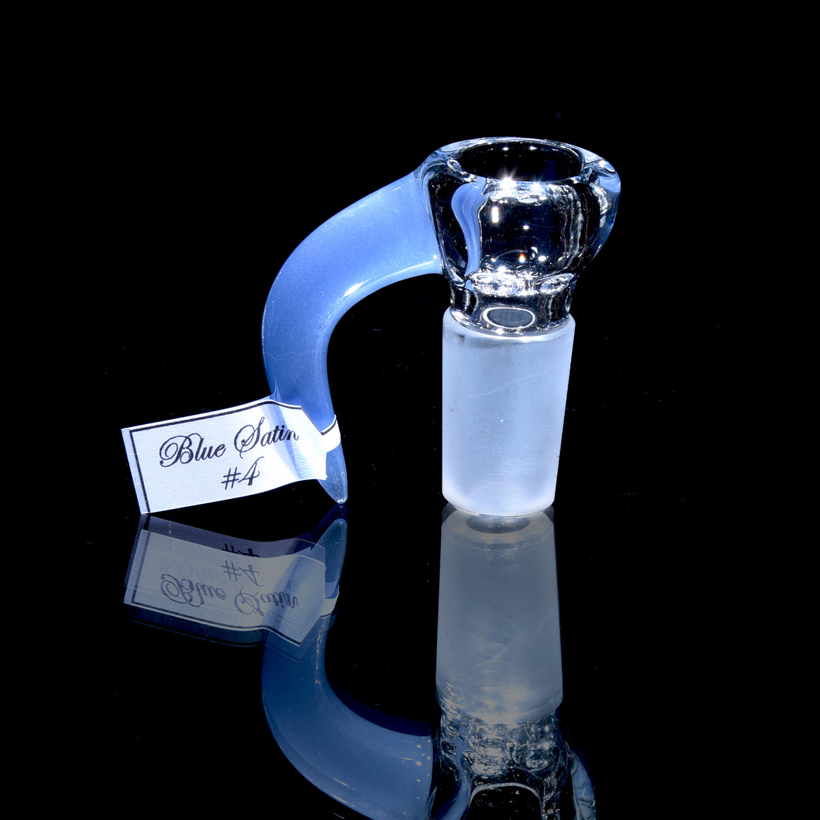 Partially-accented 4-hole Horned Slide - Blue Satin #4 - 18mm Male