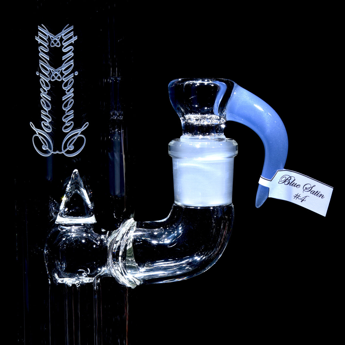 Partially-accented 4-hole Horned Slide - Blue Satin #4 - 18mm Male