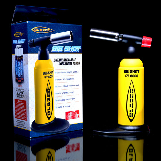Limited Edition - Blazer Big Shot GT8000 Butane Torch w/ Removable Stand (Made in Japan) - UV Yellow/Black