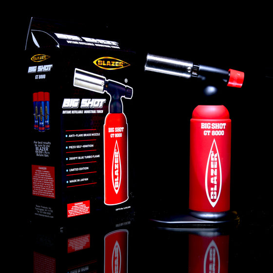Limited Edition - Blazer Big Shot GT8000 Butane Torch w/ Removable Stand (Made in Japan) - Red/Glow White