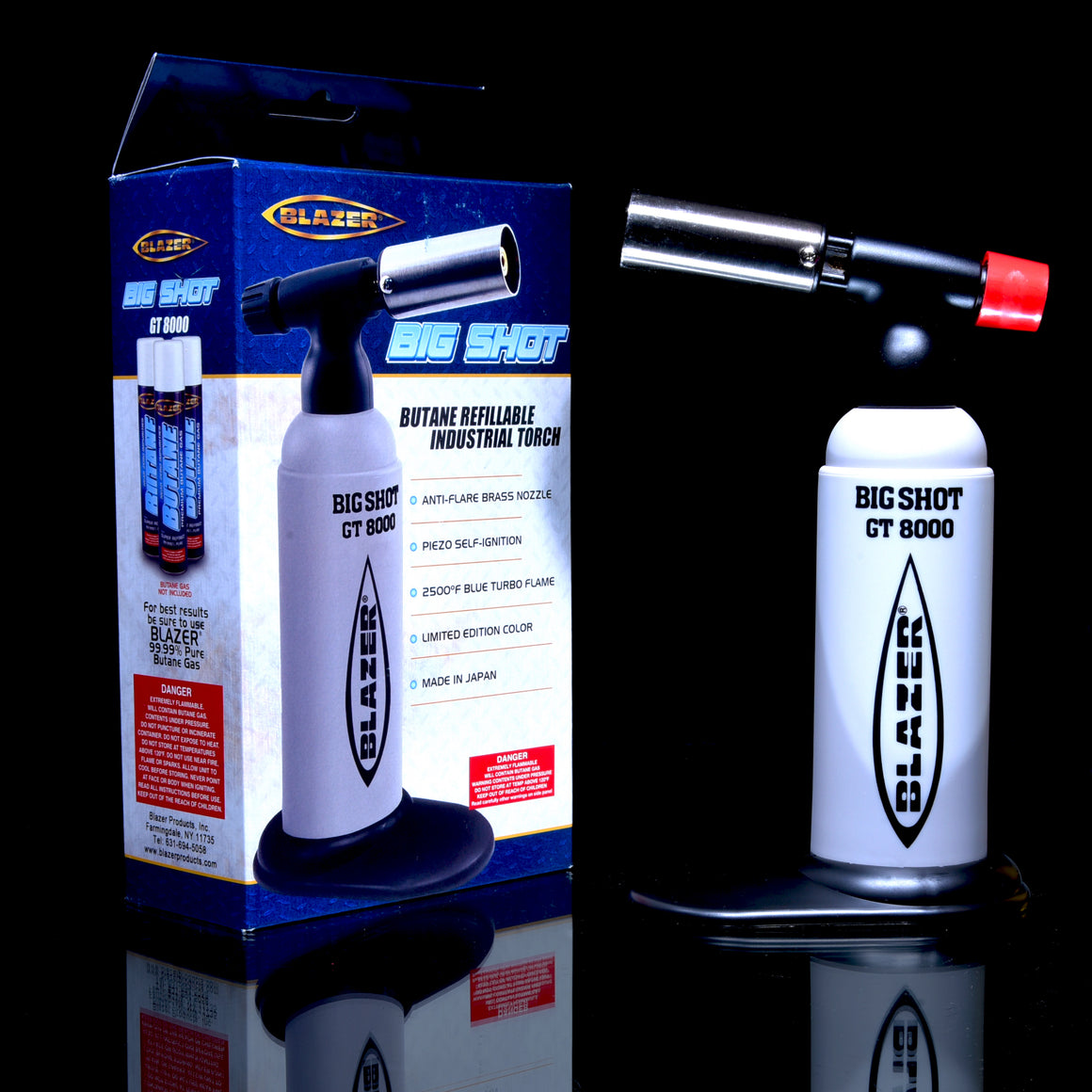 Limited Edition - Blazer Big Shot GT8000 Butane Torch w/ Removable Stand (Made in Japan) - Gray/Black