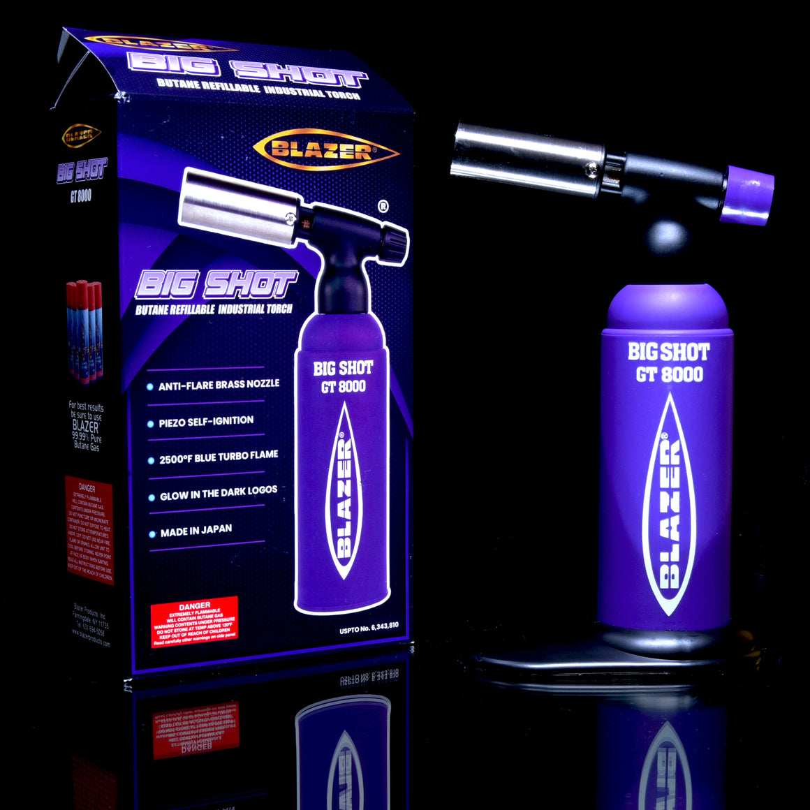 Limited Edition - Blazer Big Shot GT8000 Butane Torch w/ Removable Stand (Made in Japan) - Purple/Glow White