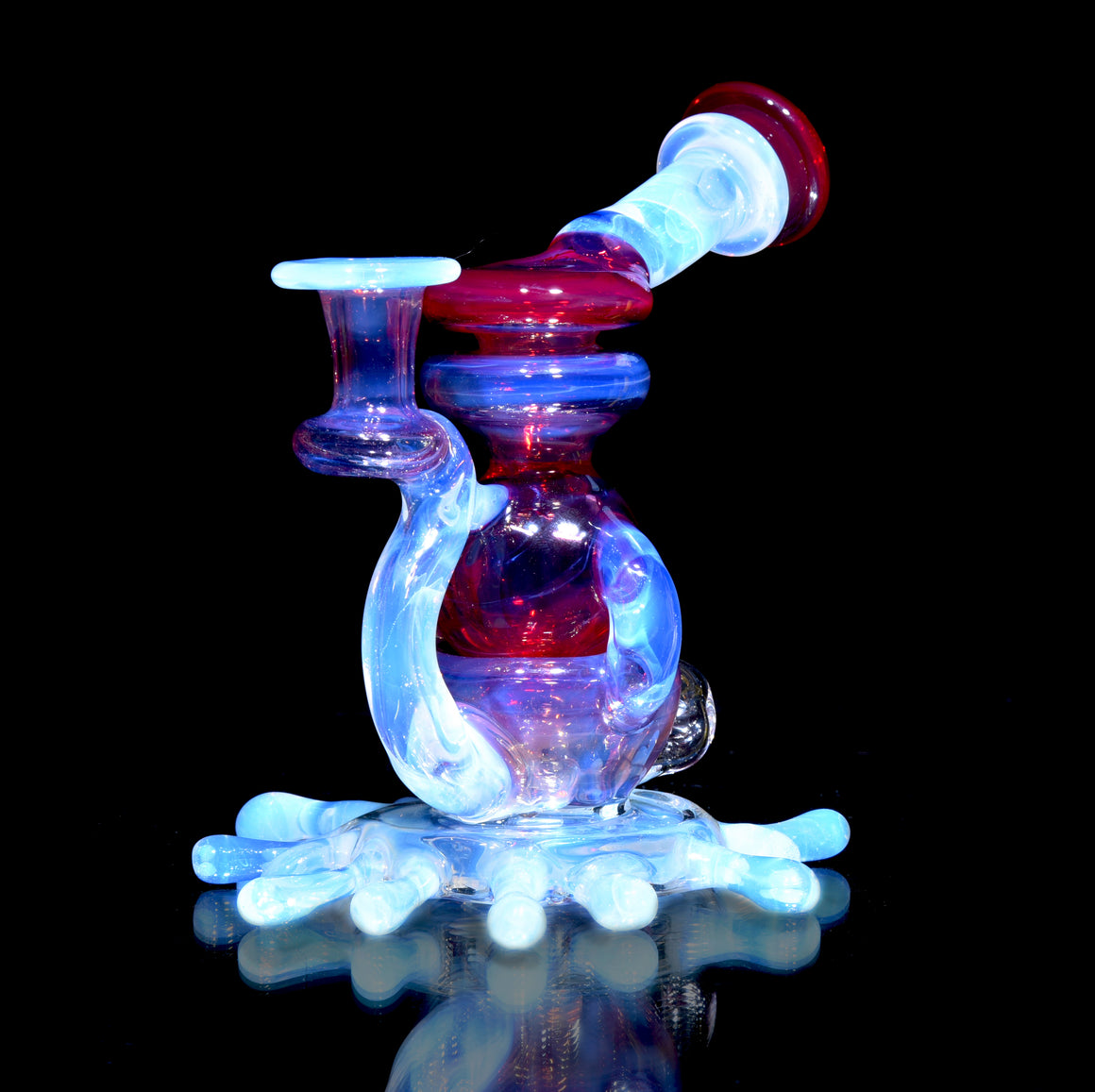 Full-color Mini Splatter Blooper Recycler - Moonstone/Royal Jelly/Pomegranate - 10mm Female