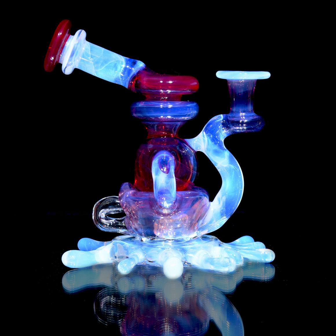 Full-color Mini Splatter Blooper Recycler - Moonstone/Royal Jelly/Pomegranate - 10mm Female