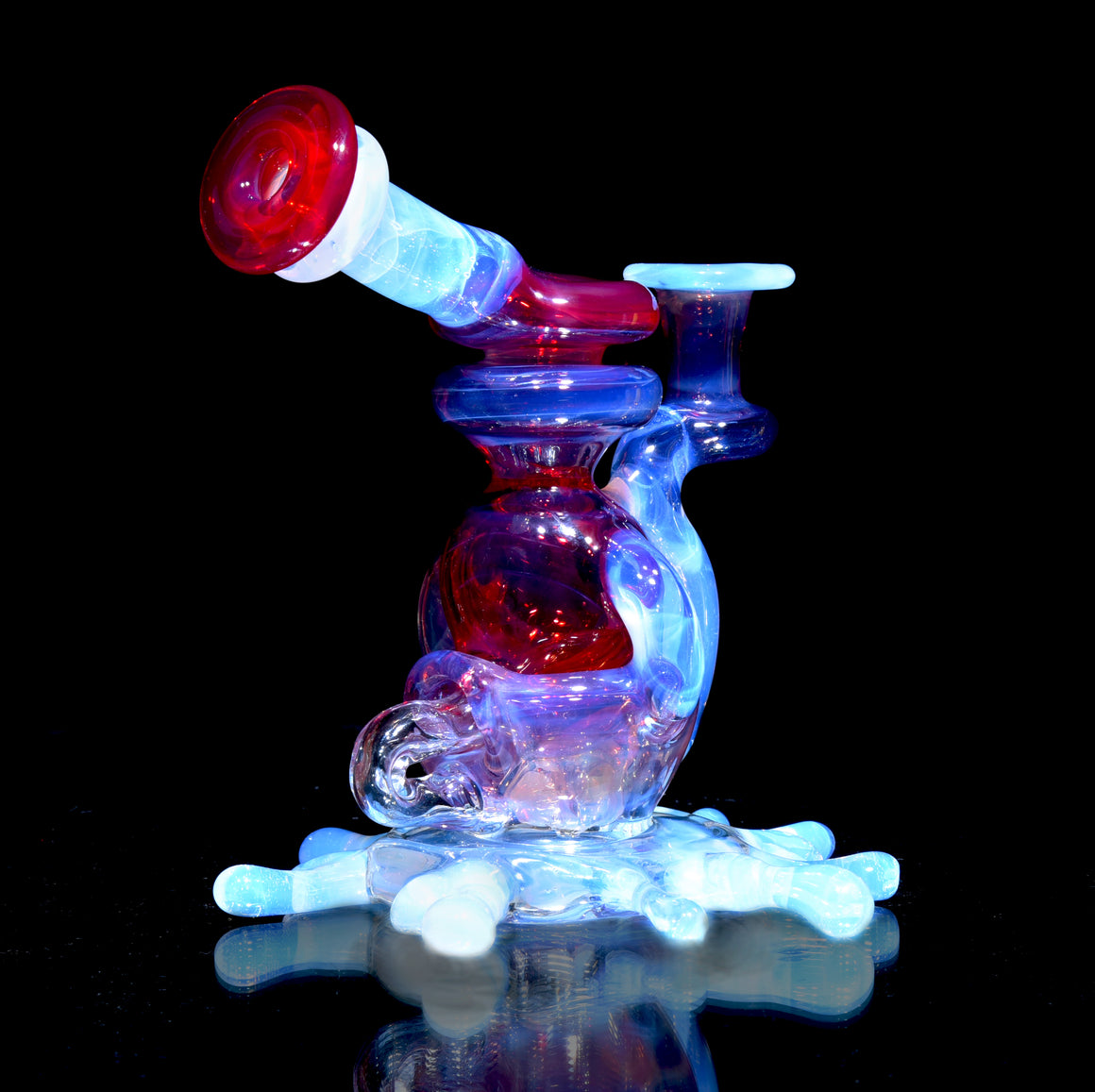Full-color Mini Splatter Blooper Recycler - Moonstone/Royal Jelly/Pomegranate - 10mm Female