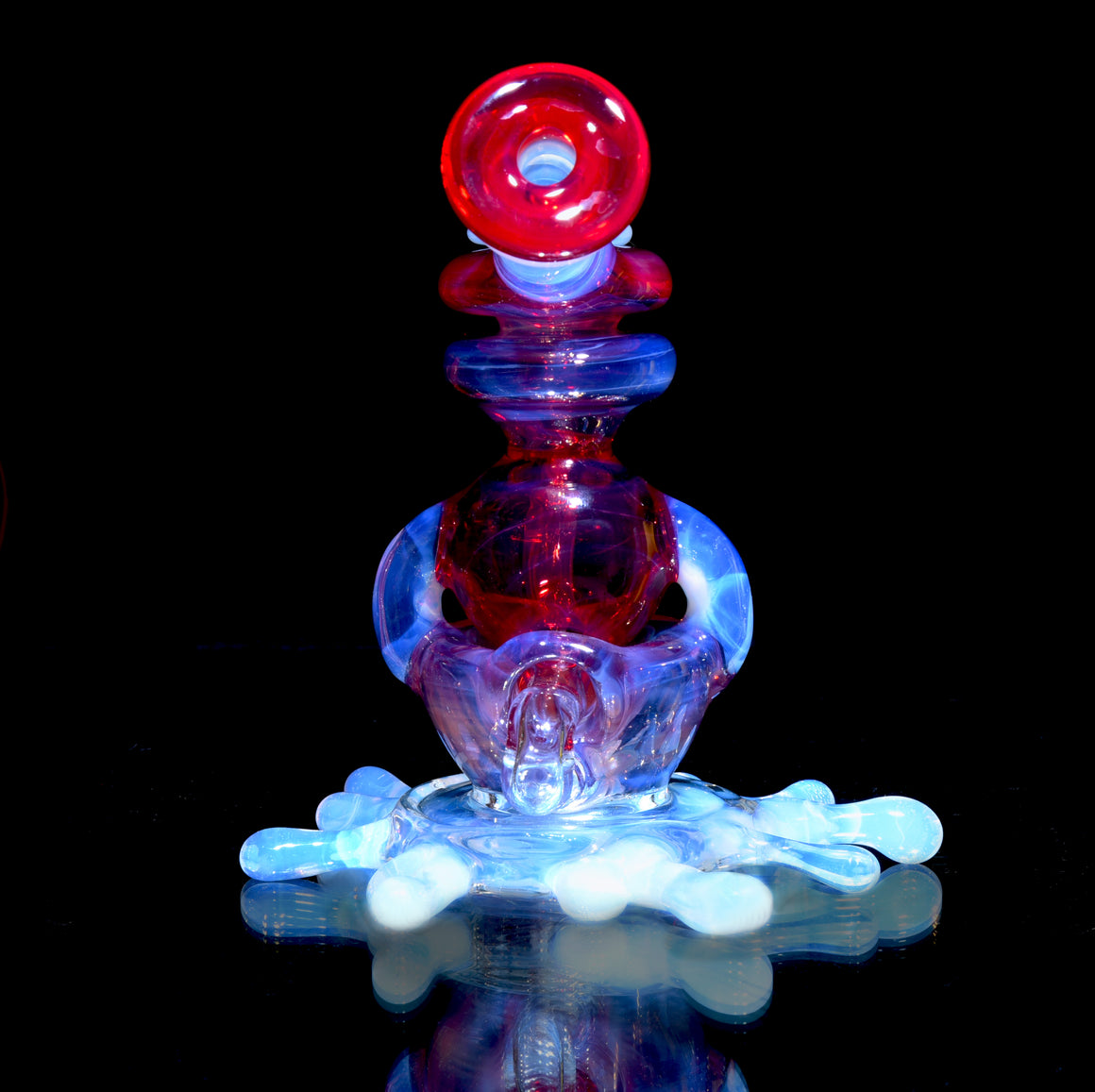 Full-color Mini Splatter Blooper Recycler - Moonstone/Royal Jelly/Pomegranate - 10mm Female