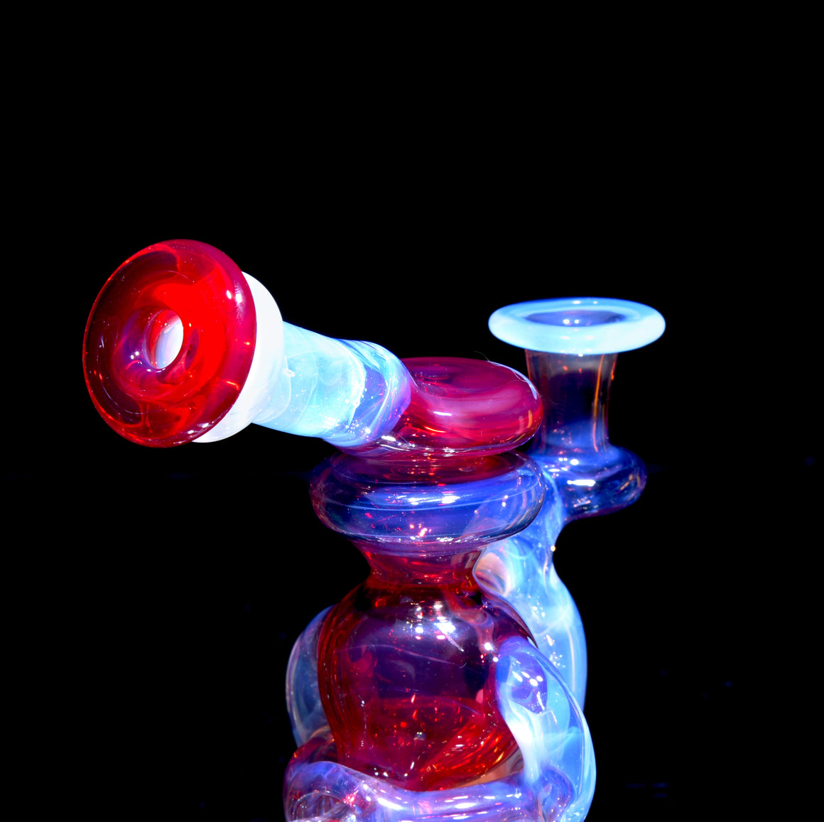 Full-color Mini Splatter Blooper Recycler - Moonstone/Royal Jelly/Pomegranate - 10mm Female