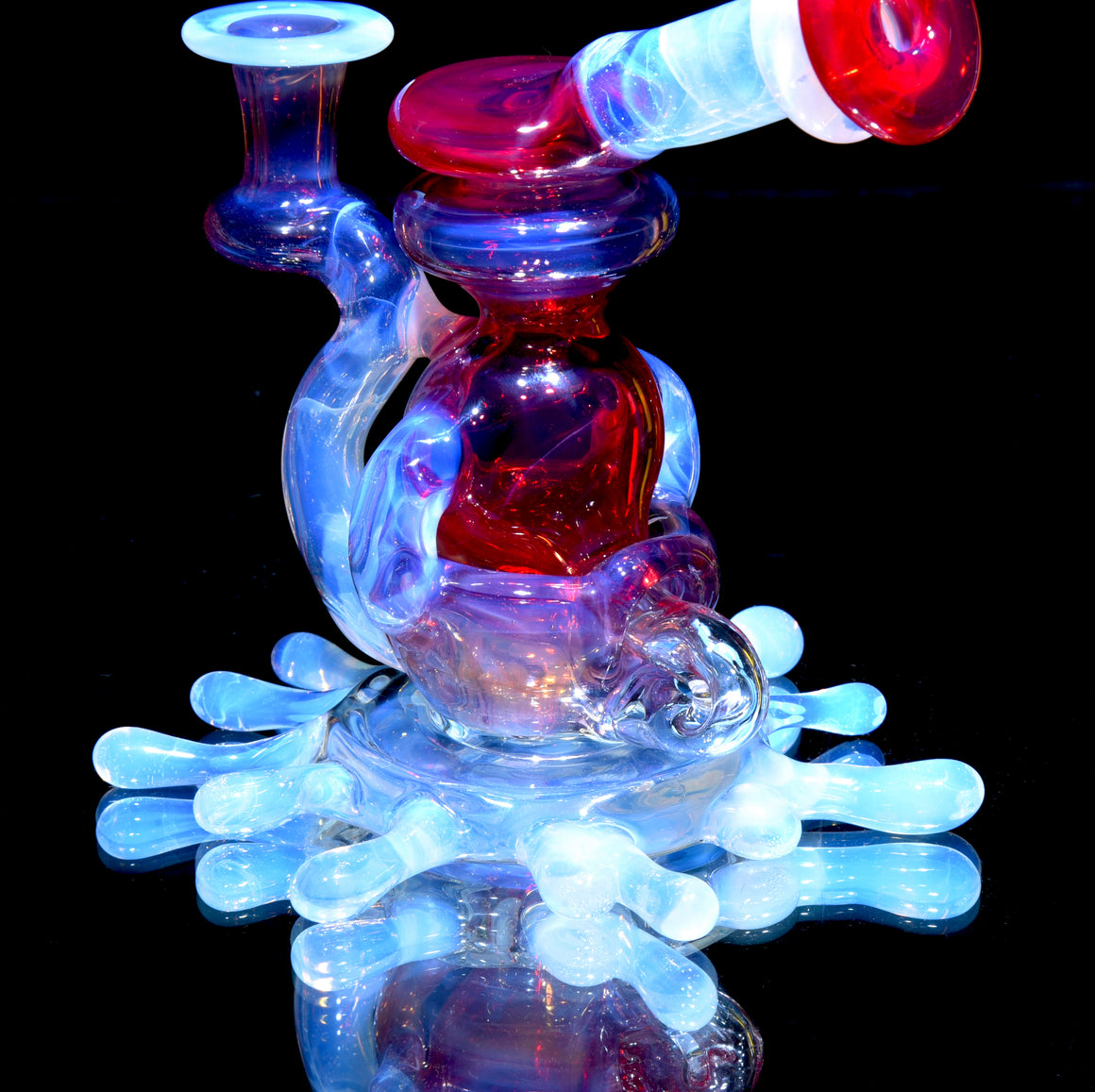 Full-color Mini Splatter Blooper Recycler - Moonstone/Royal Jelly/Pomegranate - 10mm Female