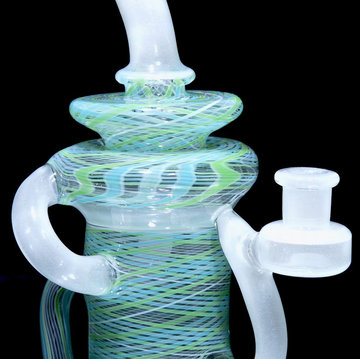 Full-Reticello Refined Klein Recycler - Gluestick/Mint Green & Blue - 10mm Female