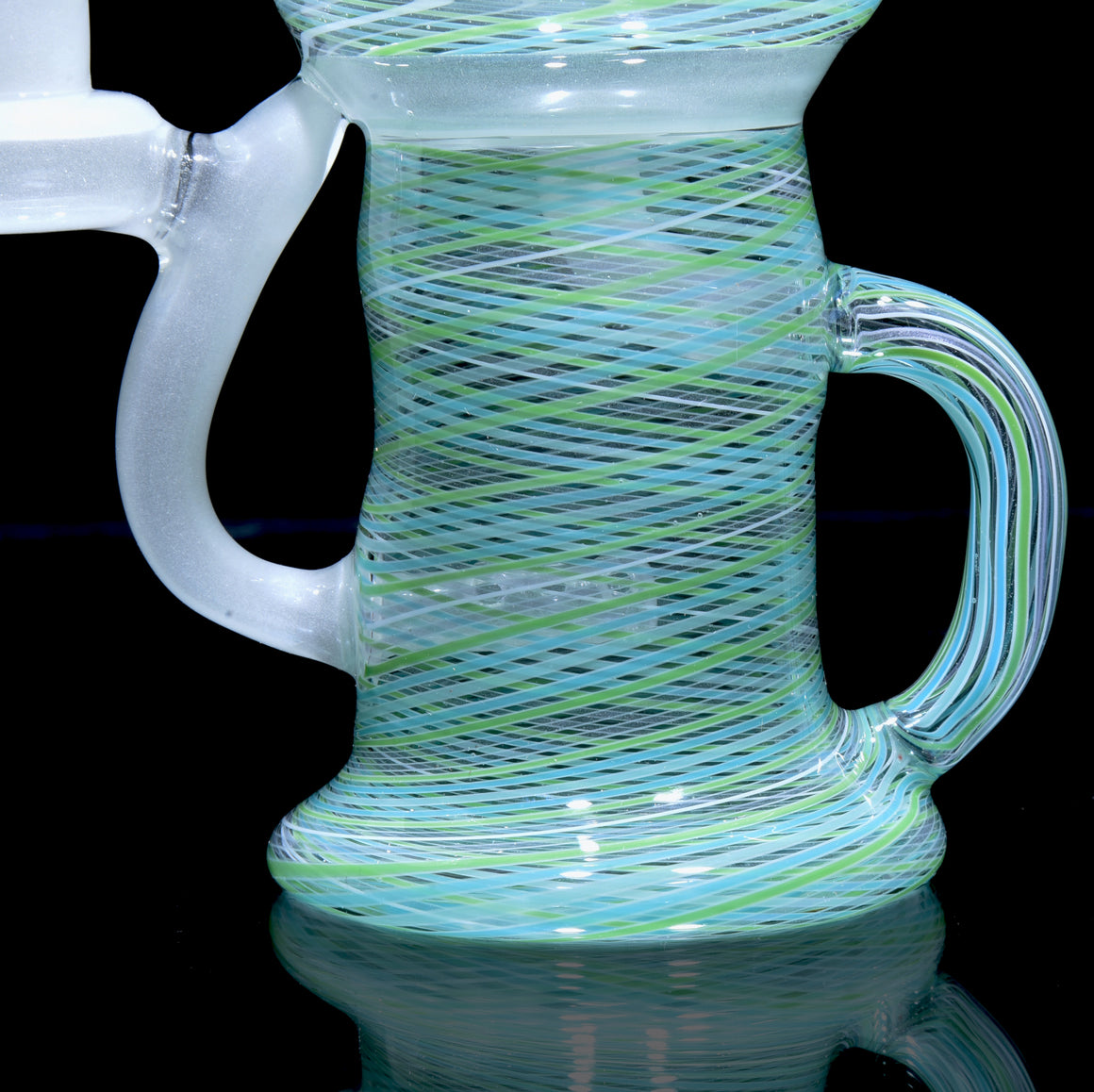 Full-Reticello Refined Klein Recycler - Gluestick/Mint Green & Blue - 10mm Female