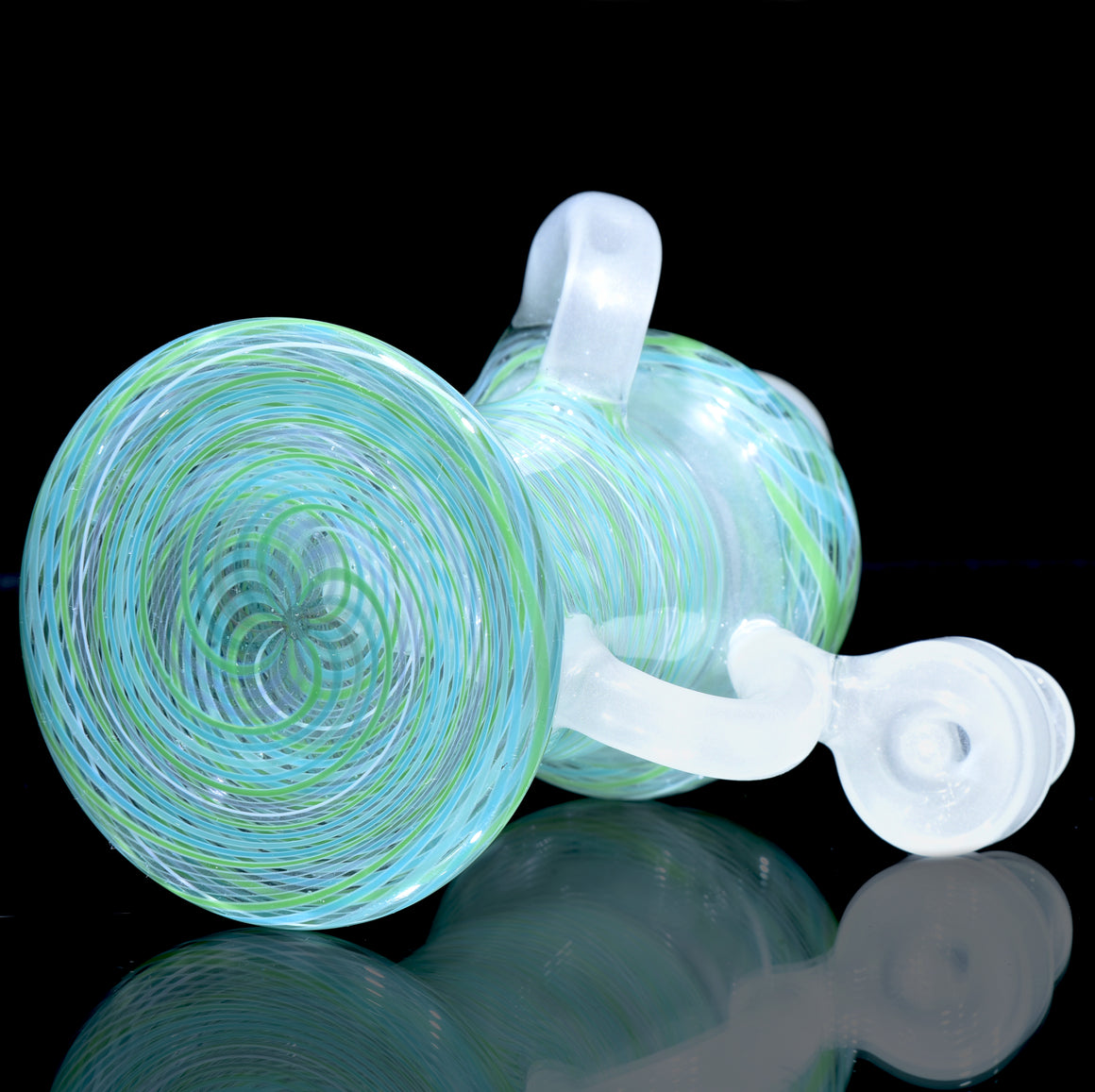 Full-Reticello Refined Klein Recycler - Gluestick/Mint Green & Blue - 10mm Female