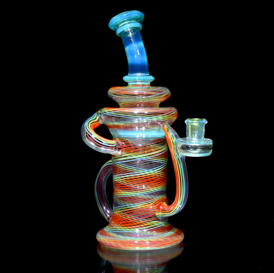 Full-Reticello Refined Klein Recycler - Lime Drop/Rainbow - 10mm Female