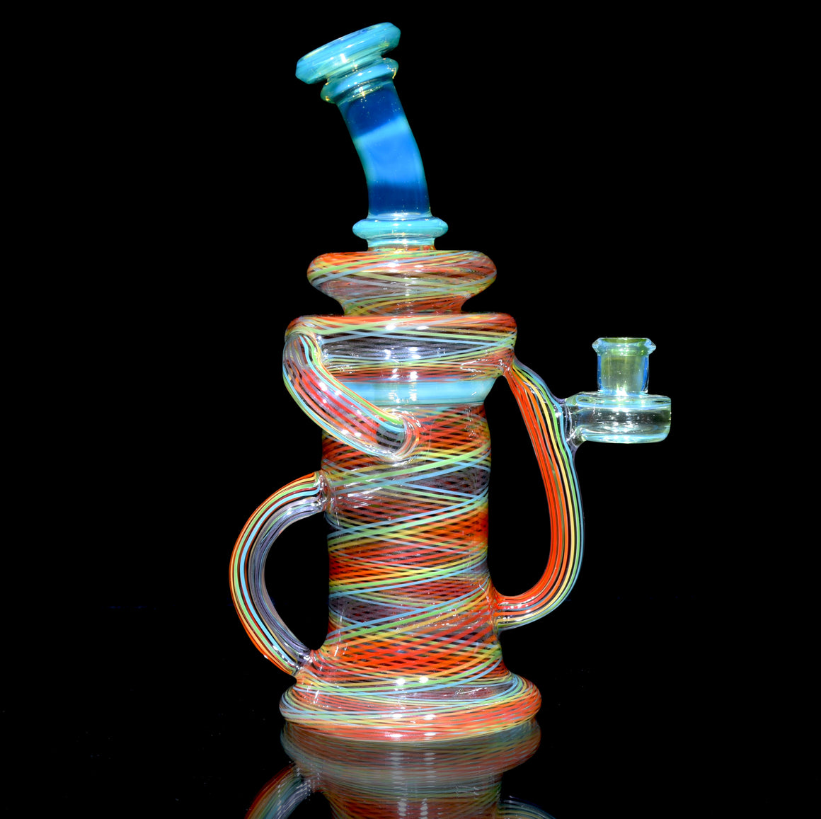 Full-Reticello Refined Klein Recycler - Lime Drop/Rainbow - 10mm Female