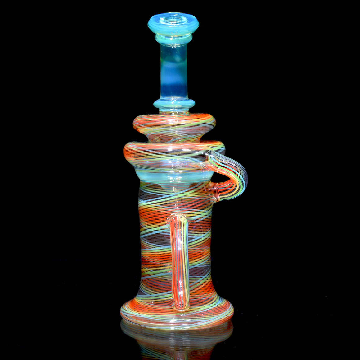 Full-Reticello Refined Klein Recycler - Lime Drop/Rainbow - 10mm Female