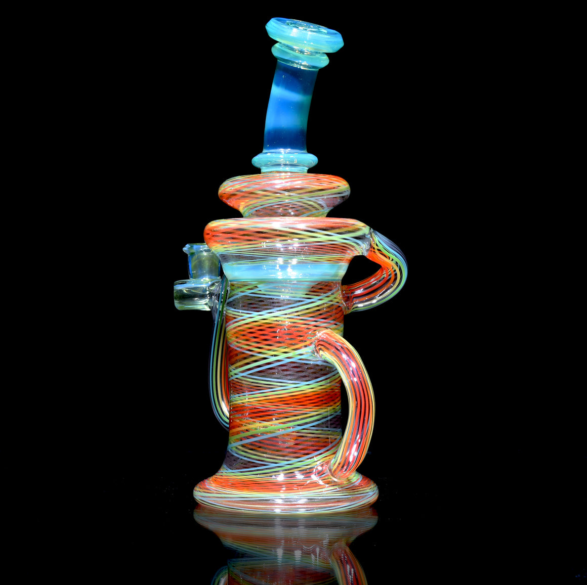 Full-Reticello Refined Klein Recycler - Lime Drop/Rainbow - 10mm Female