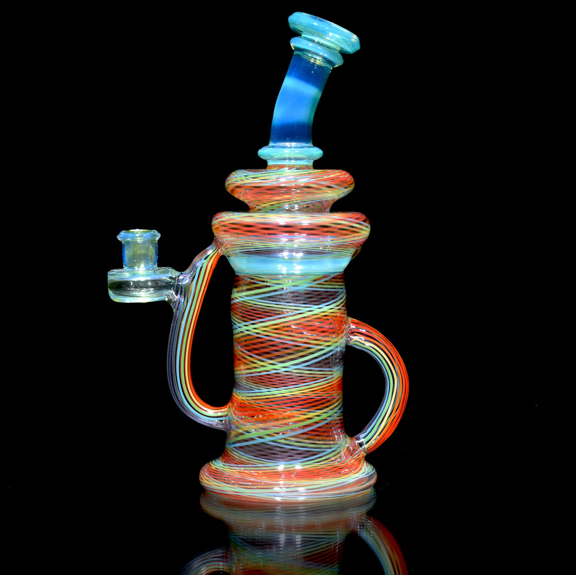Full-Reticello Refined Klein Recycler - Lime Drop/Rainbow - 10mm Female