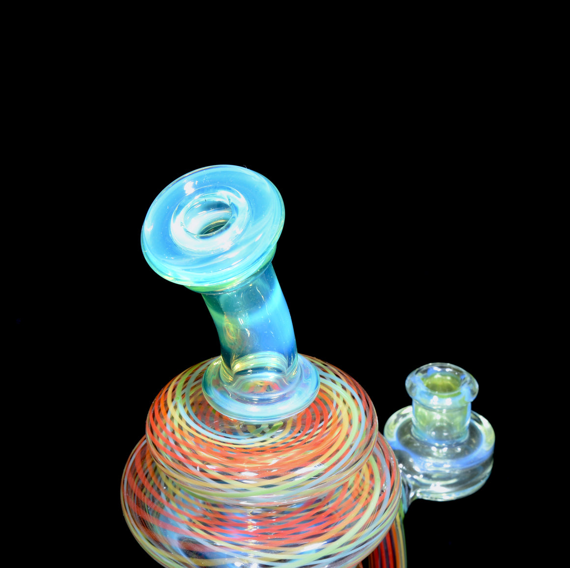 Full-Reticello Refined Klein Recycler - Lime Drop/Rainbow - 10mm Female