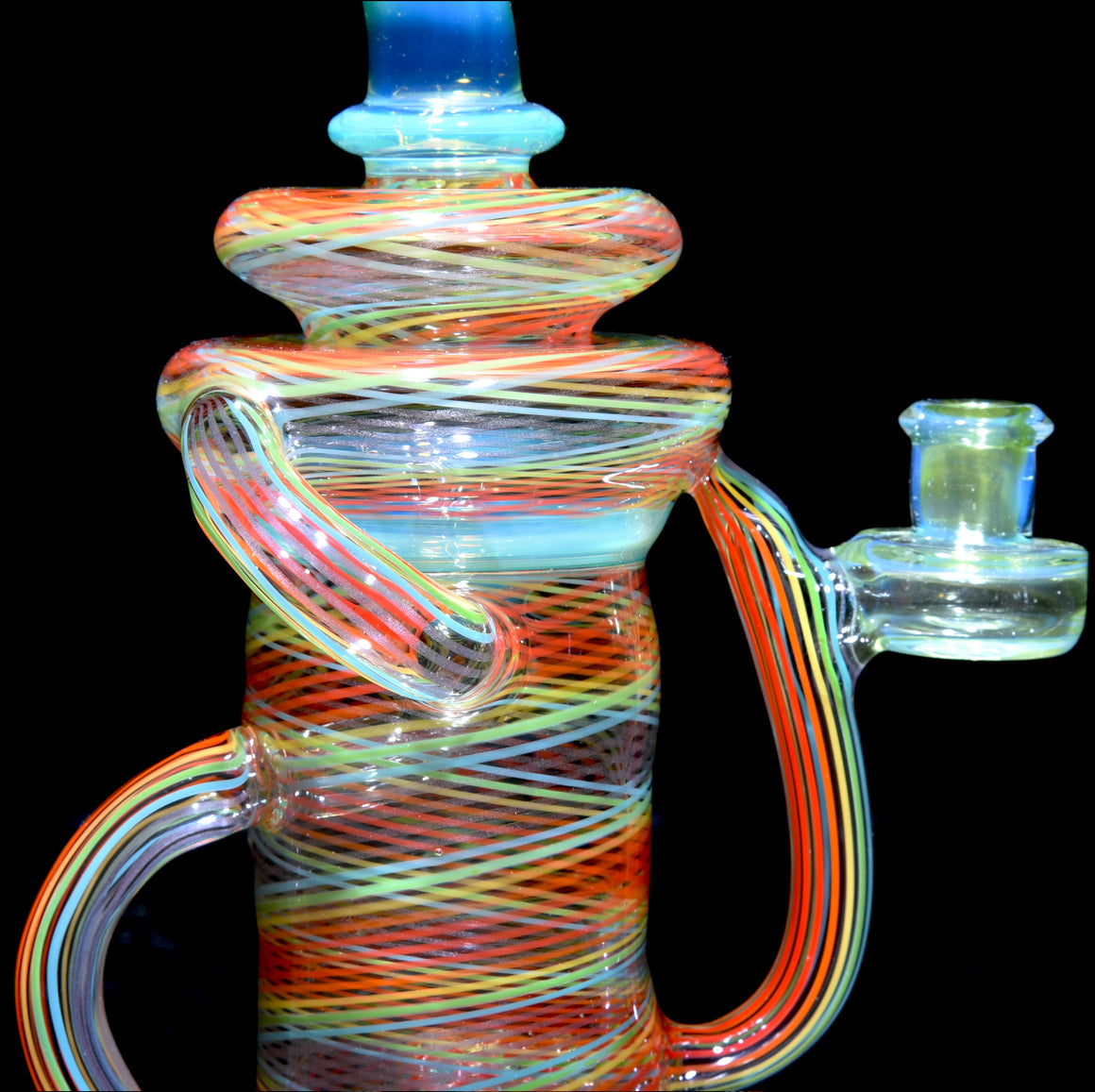 Full-Reticello Refined Klein Recycler - Lime Drop/Rainbow - 10mm Female