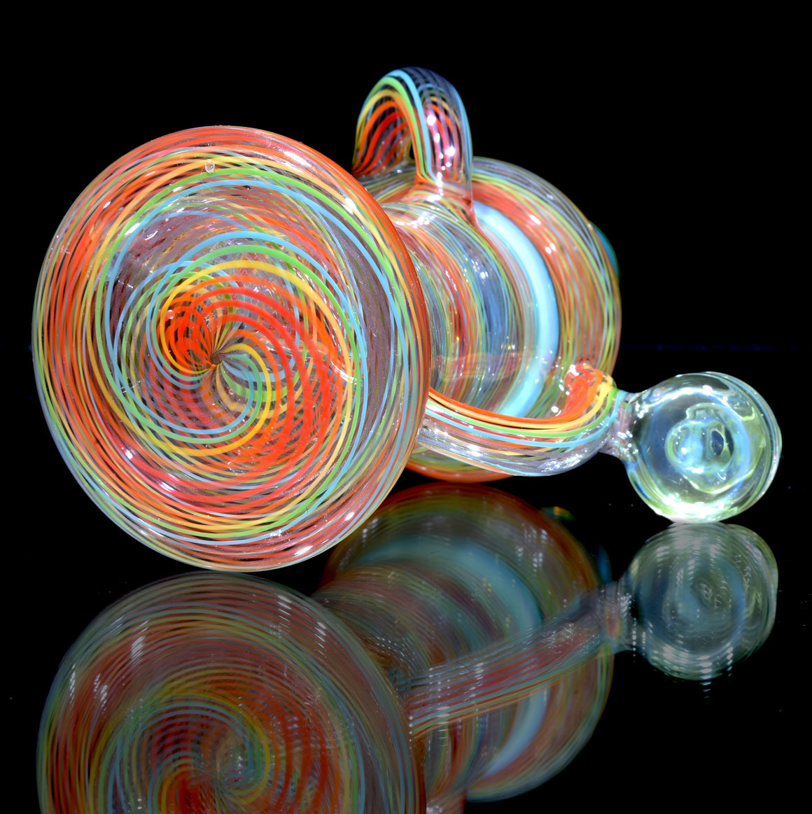 Full-Reticello Refined Klein Recycler - Lime Drop/Rainbow - 10mm Female