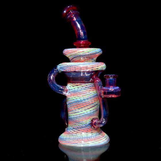 Full-Reticello Refined Klein Recycler - Amber Purple/Rainbow - 10mm Female