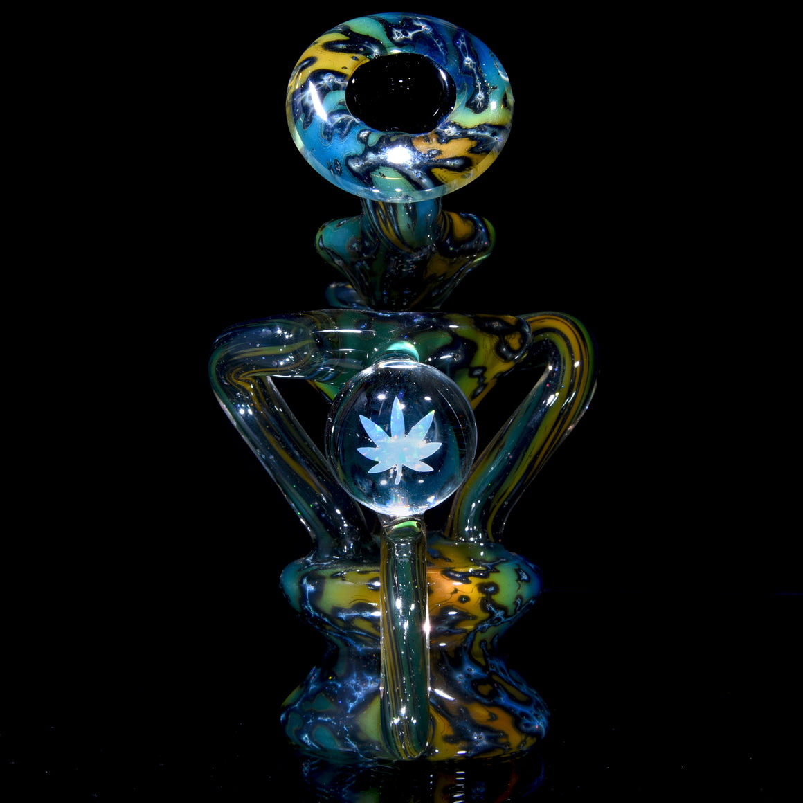 Full Crushed Opal Galaxy Fume Double-Uptake Klein Recycler - 10mm Female