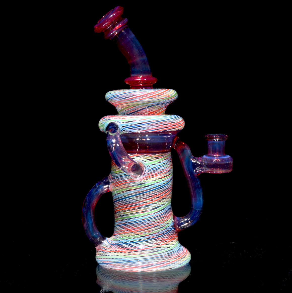 Full-Reticello Refined Klein Recycler - Amber Purple/Rainbow - 10mm Female