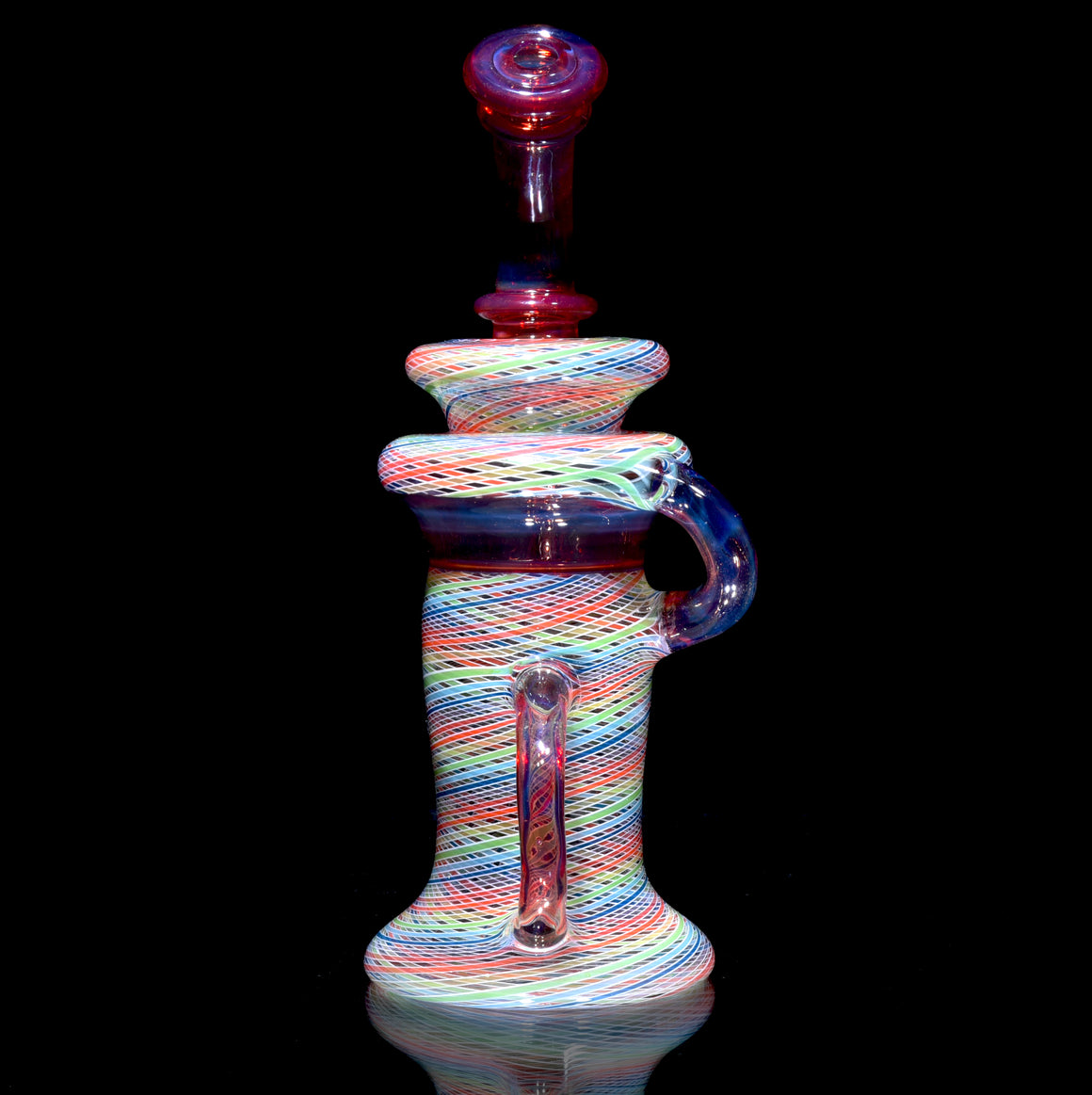 Full-Reticello Refined Klein Recycler - Amber Purple/Rainbow - 10mm Female