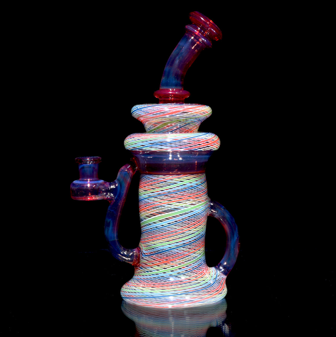 Full-Reticello Refined Klein Recycler - Amber Purple/Rainbow - 10mm Female