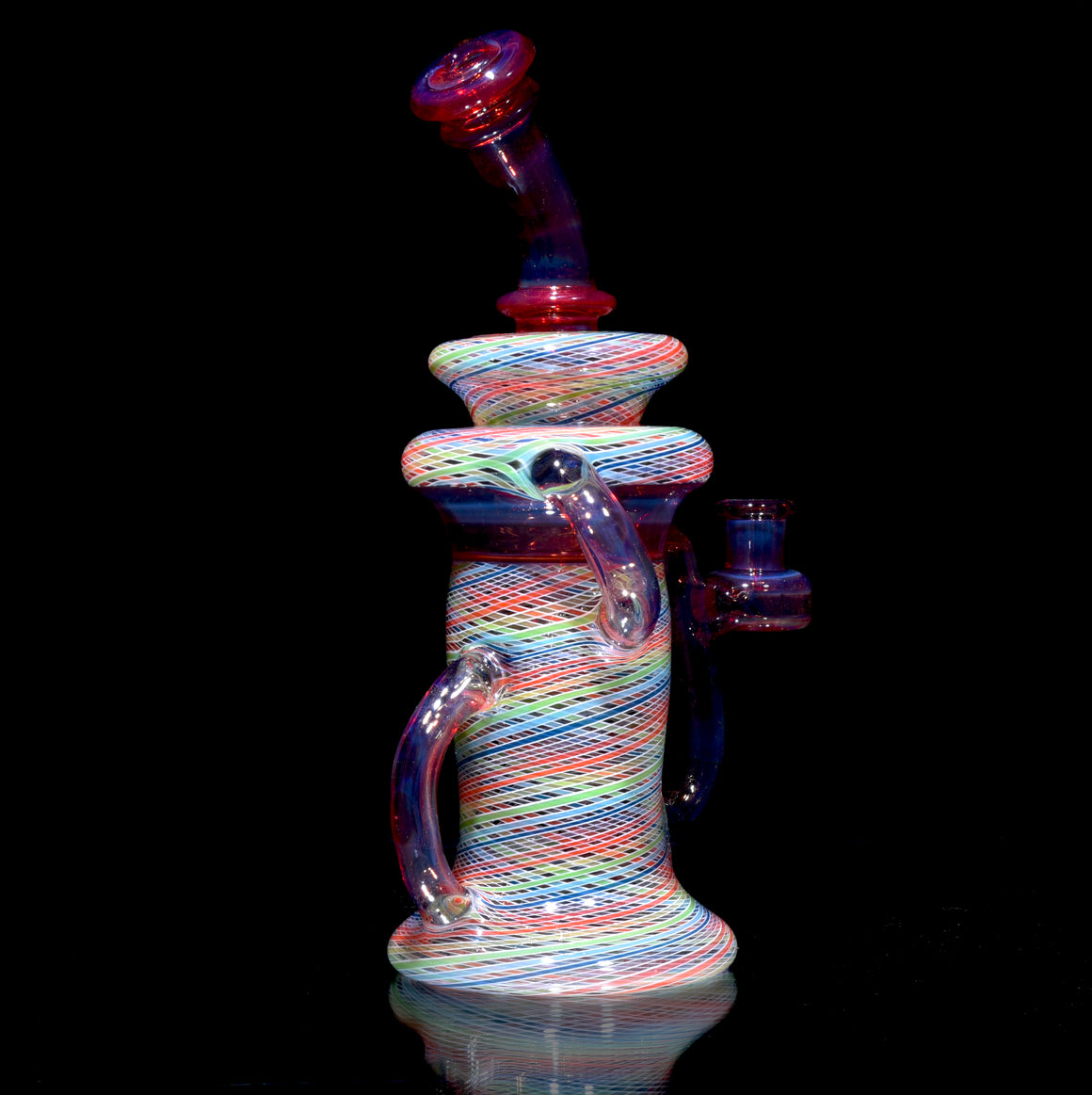 Full-Reticello Refined Klein Recycler - Amber Purple/Rainbow - 10mm Female