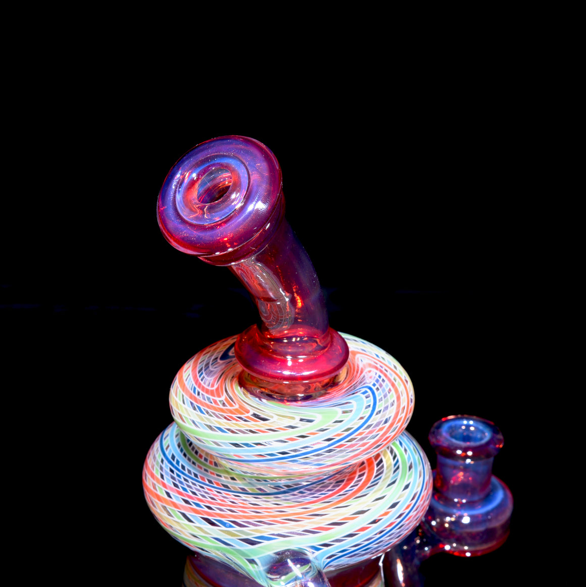 Full-Reticello Refined Klein Recycler - Amber Purple/Rainbow - 10mm Female