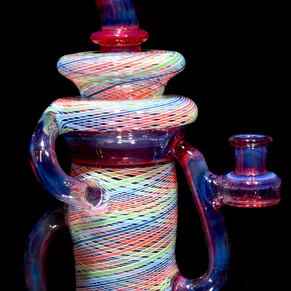 Full-Reticello Refined Klein Recycler - Amber Purple/Rainbow - 10mm Female