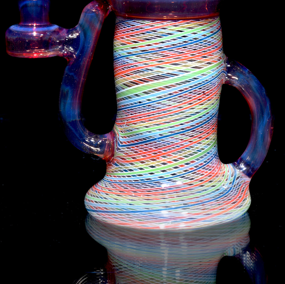 Full-Reticello Refined Klein Recycler - Amber Purple/Rainbow - 10mm Female