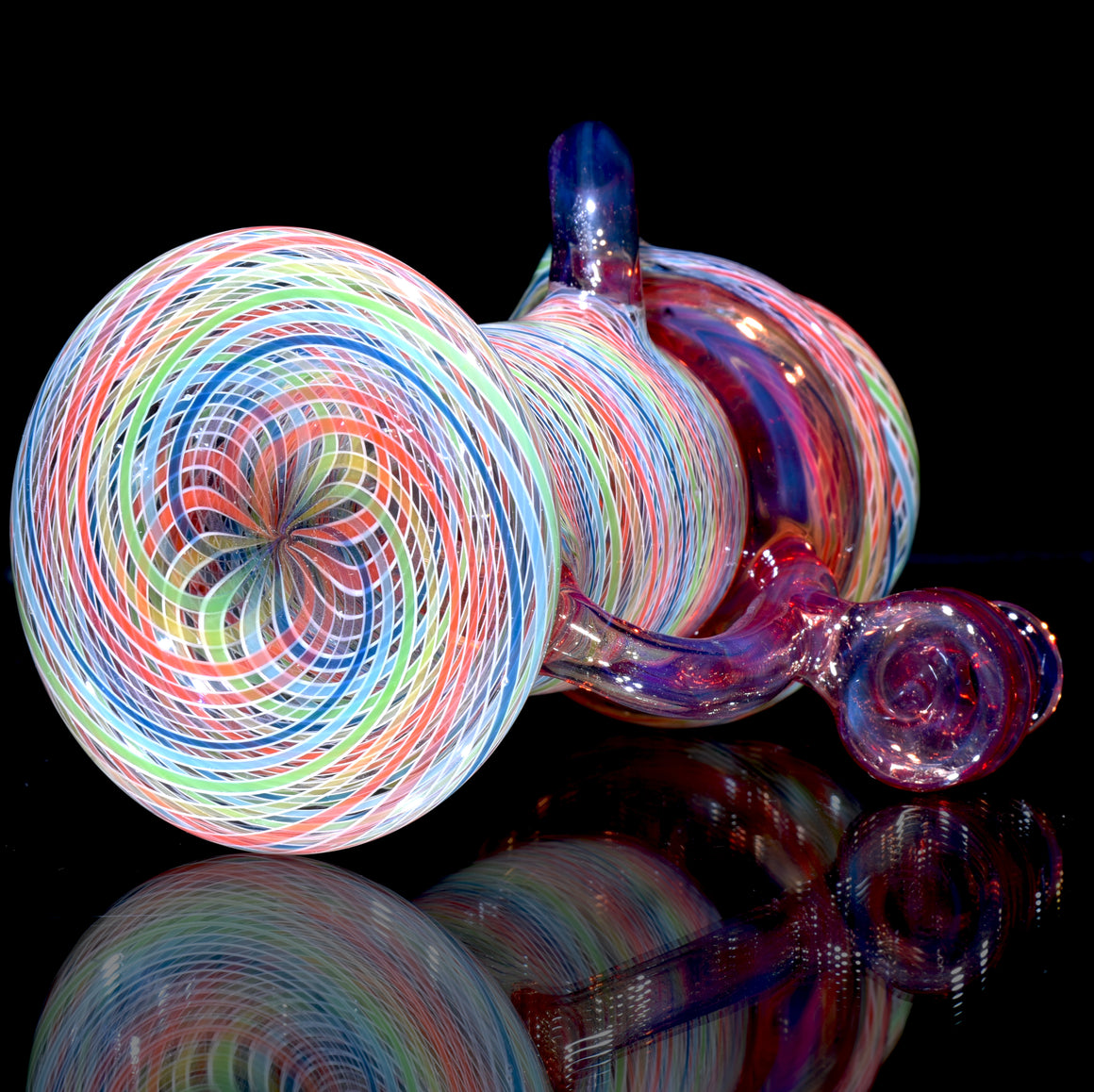 Full-Reticello Refined Klein Recycler - Amber Purple/Rainbow - 10mm Female