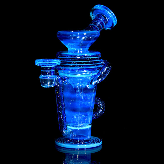 Faceted Full-size Double-uptake Refined Klein Recycler - Meta-Terrania/Crushed Opal Cobalt Encalmo Lippies - 10mm Female