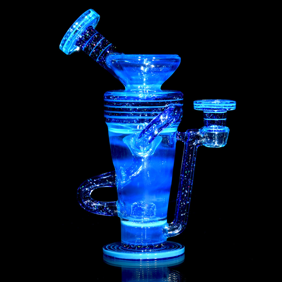 Faceted Full-size Double-uptake Refined Klein Recycler - Meta-Terrania/Crushed Opal Cobalt Encalmo Lippies - 10mm Female