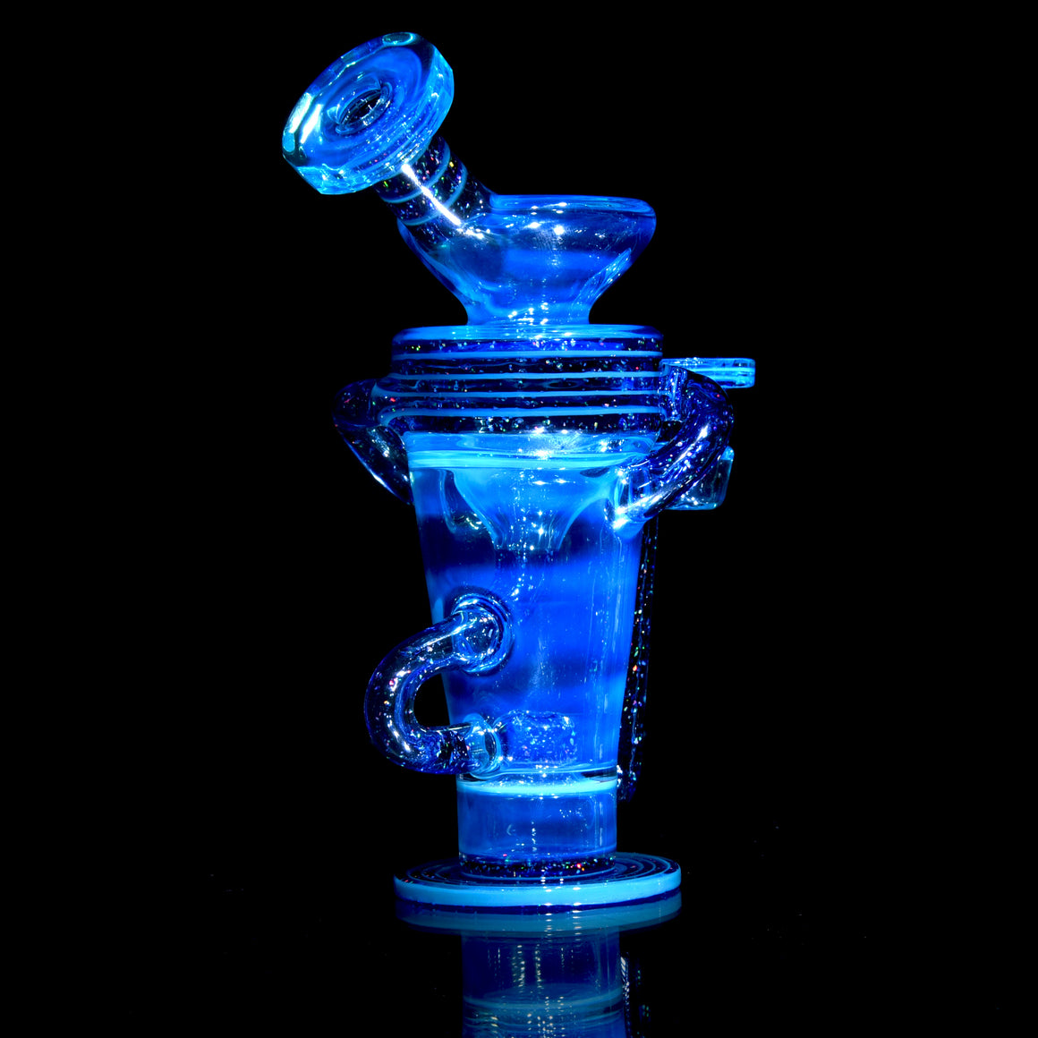 Faceted Full-size Double-uptake Refined Klein Recycler - Meta-Terrania/Crushed Opal Cobalt Encalmo Lippies - 10mm Female