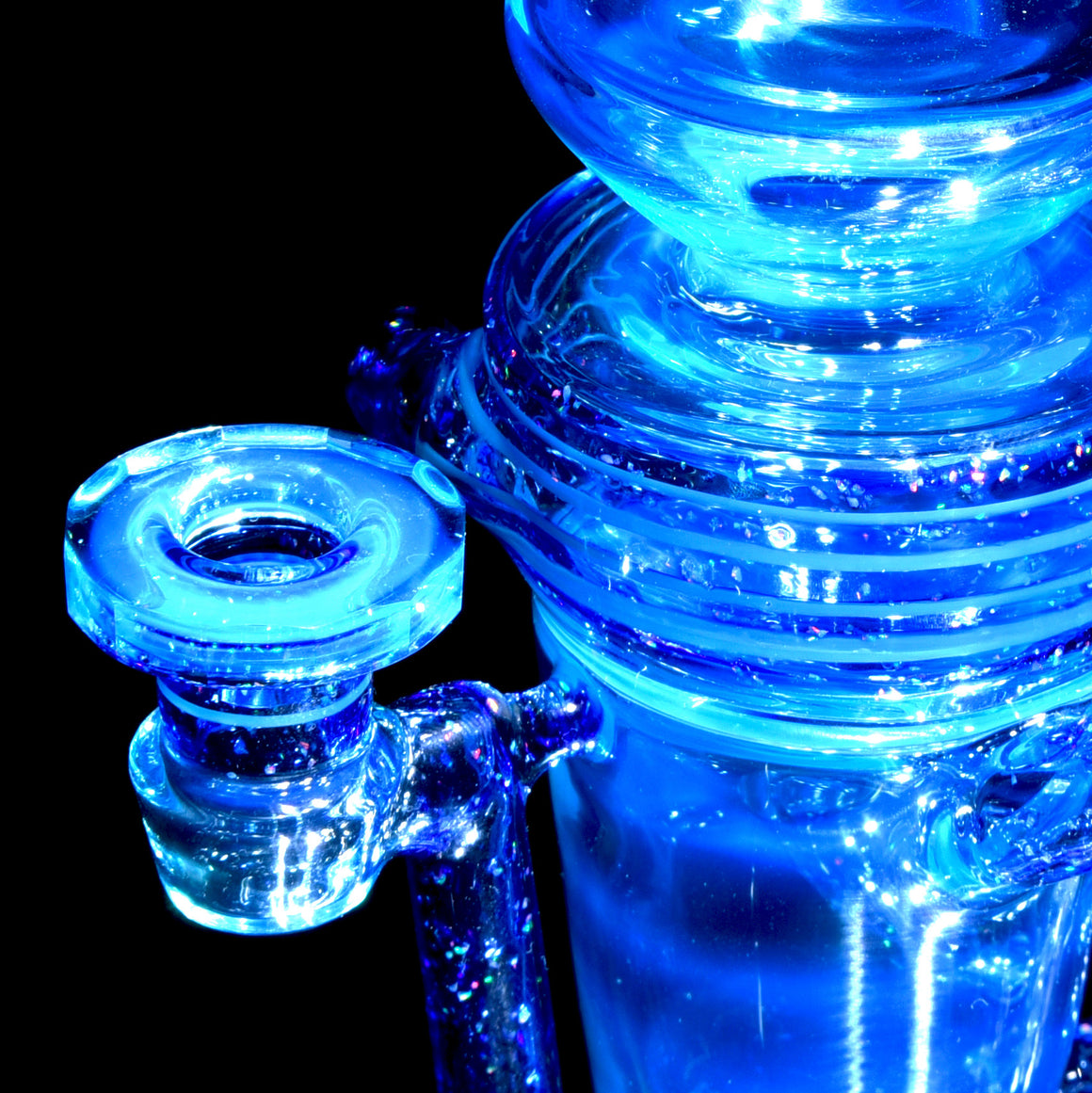 Faceted Full-size Double-uptake Refined Klein Recycler - Meta-Terrania/Crushed Opal Cobalt Encalmo Lippies - 10mm Female