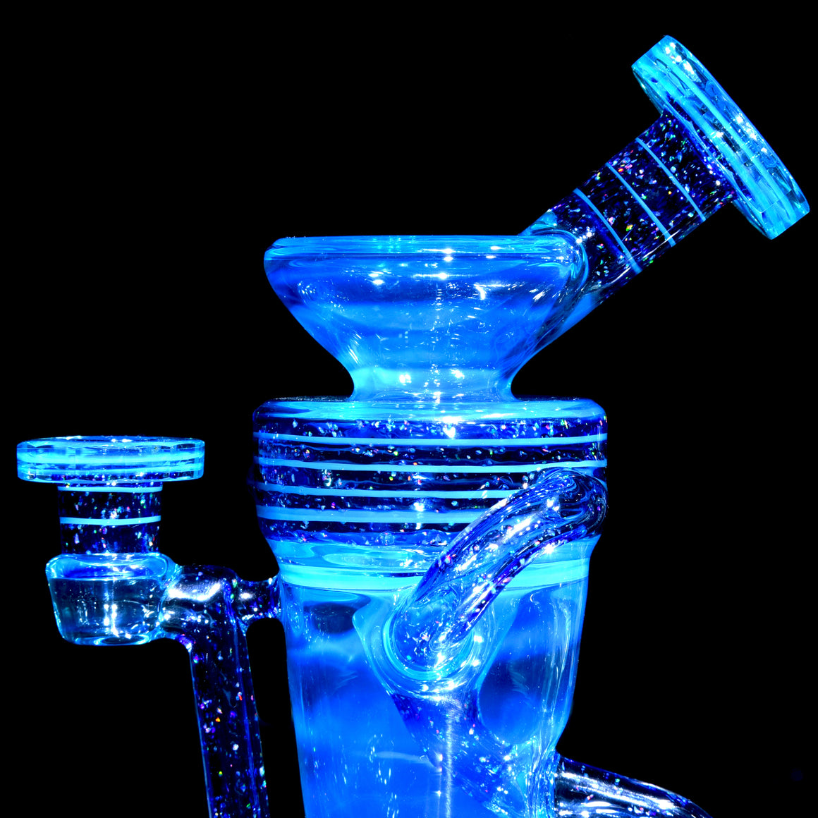 Faceted Full-size Double-uptake Refined Klein Recycler - Meta-Terrania/Crushed Opal Cobalt Encalmo Lippies - 10mm Female