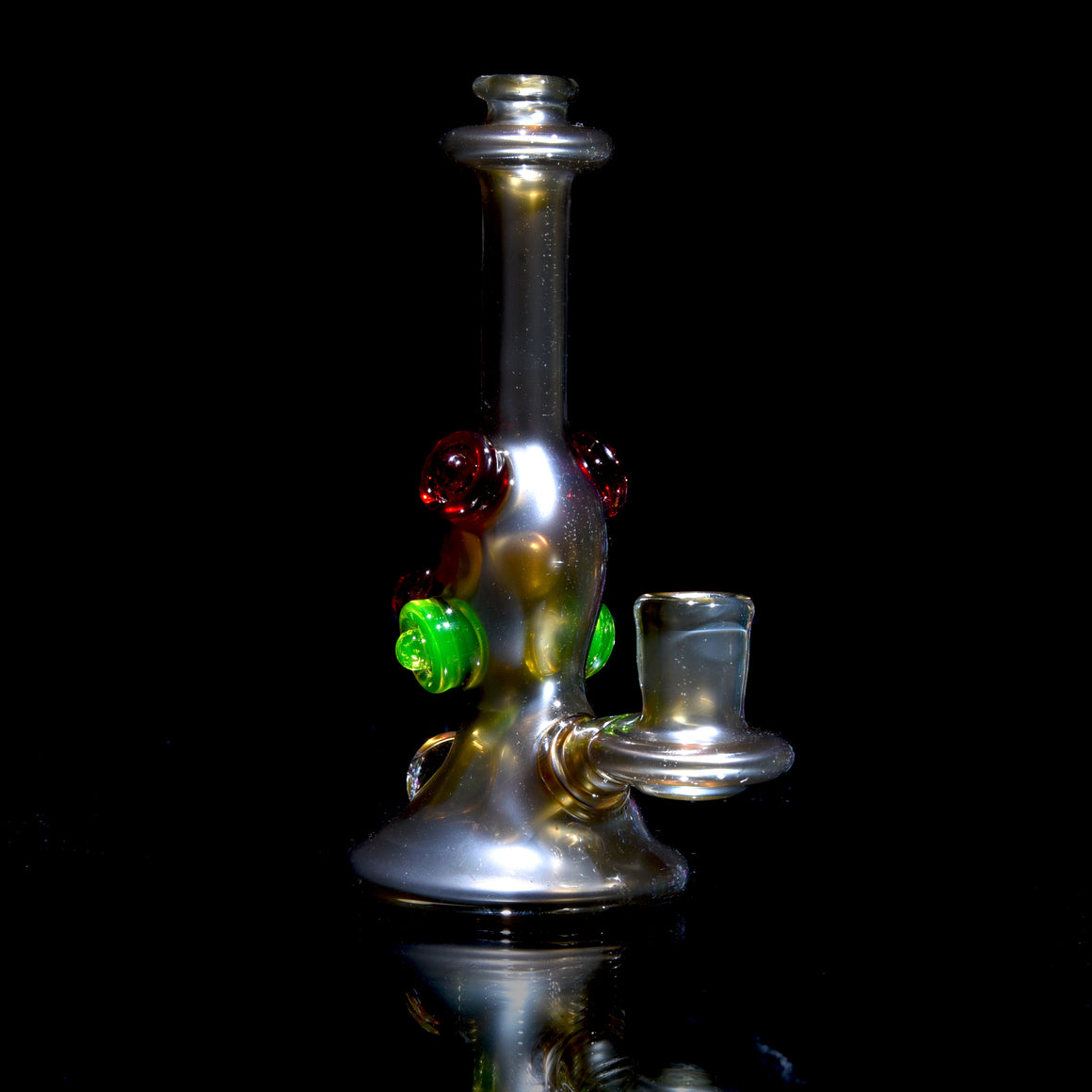 UV Reactive Fully-worked Mini Totem Hawk Jammer w/ Opal - Electrum - 10mm Female